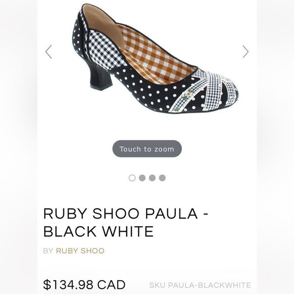 NWOT RUBY SHOO Paula - Black White Floral/Polka Dot/Gingham Heels Adorable - Picture 13 of 13